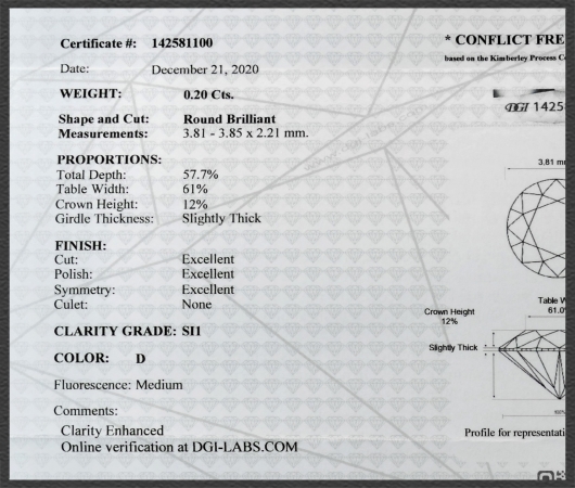 Brillant 585 Gold Ring 0,20ct, Si1; DGI Zertifikat